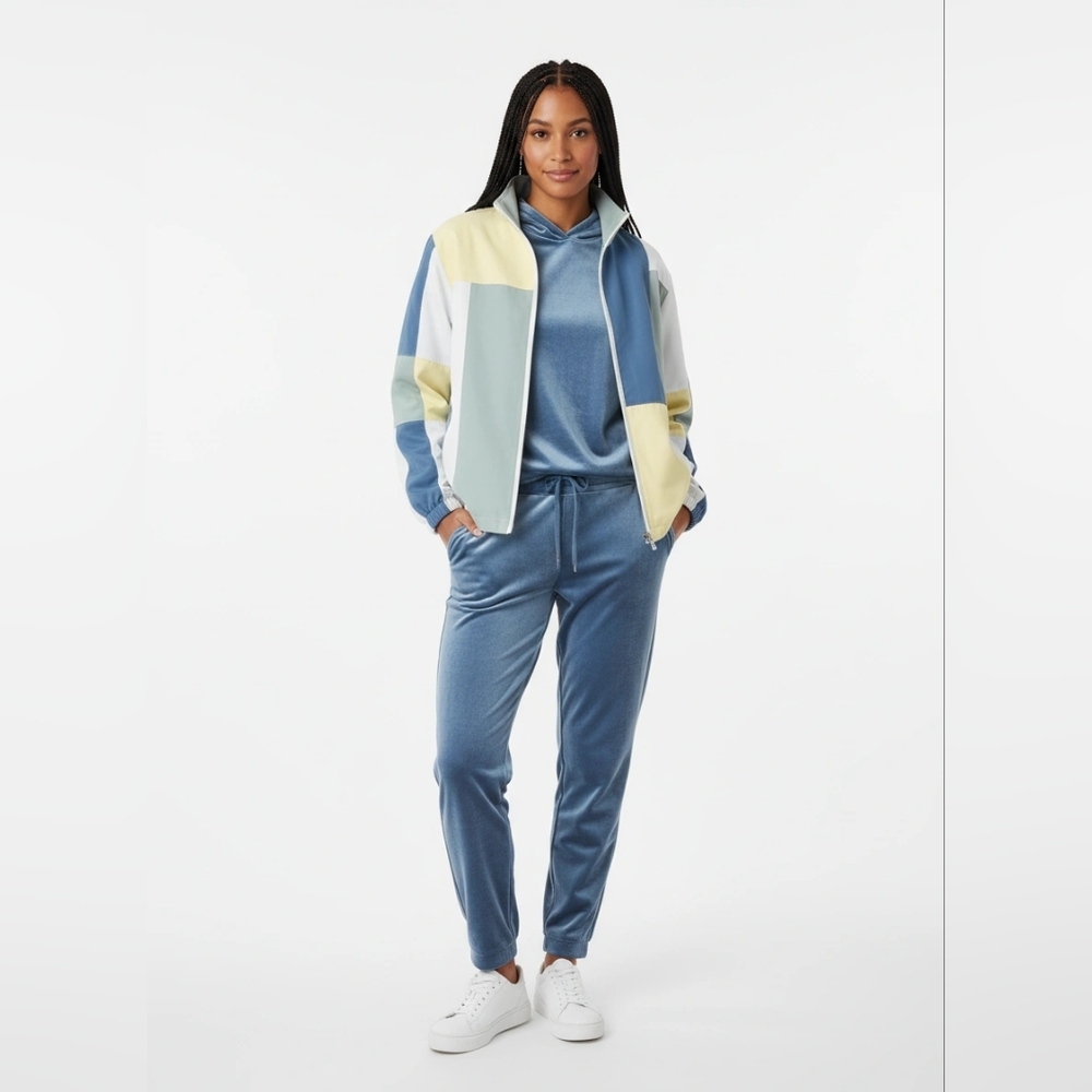 Allison Daley Patchwork Zipper Jacket Colorblock X-Lg Vintage Color Block Jacket